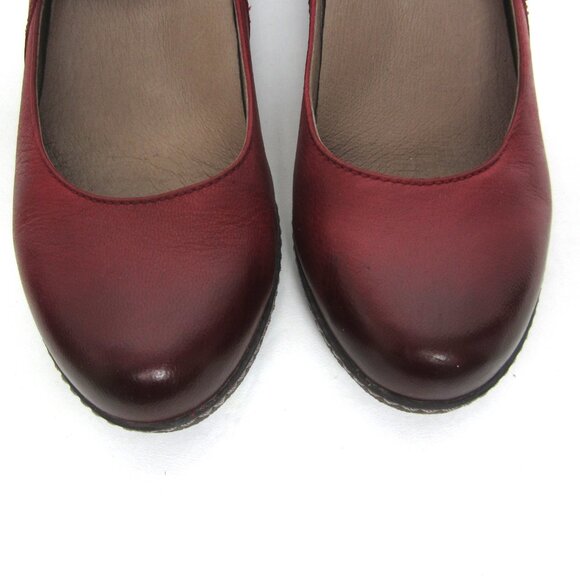 Dansko Loralie 37 US 6.5 7 Burnished Red Leather Hidden Wedge Mary Jane VGUC - Picture 8 of 16